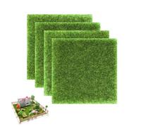 15 x 15cm Artificial Grass, 4 Pcs Artificial Turf, Miniature Model Grass for Craft Making, DIY Crafts, Model Scenery, Dollhouse Decor, Toy Farms & Garden Displays, Garden Carpet Decoration