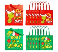 15" x 17" Large Dr. Seuss The Grinch Nonwoven Tote Bags - 12 pieces