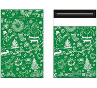 15 X 18 inch (100 Pack) Green Christmas Xmas Poly Postal Self Seal Bags Strong Mailing Bags Postage Packaging Assorted Mailers Posting Shipping Post Parcels Package Bags