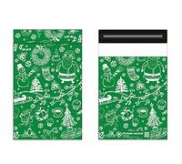 15 X 18 inch (50 Pack) Green Christmas Xmas Poly Postal Self Seal Bags Strong Mailing Bags Postage Packaging Assorted Mailers Posting Shipping Post Parcels Package Bags