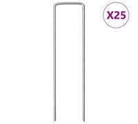(15 x 3.5 cm/ 25 pcs) vidaXL Ground Pegs U Shape Ground Stake Garden Peg Tent Peg Galvanised steel