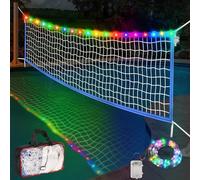 15 x 3FT Pool Volleyball Net with Light and Storage Bag,Adjustable Length 15ft-27ft Portable Pool Volleyball Net Replacement for Inground Pools,Light Up Pool Party Badminton Net for Backyard,Beach