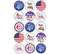 15 x 4th July Mix Edible Wafer or Icing Cupcake Topper Fun American Party Cake Decorations Perfect For Brownies Cookies Muffins & More!… (Edible Wafer Card)