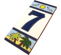 15 x 7.5 cm Spanish Beach Designed Ceramic House Number Tiles (Number 7 tile)