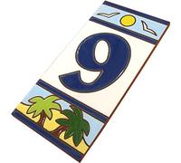 15 x 7.5 cm Spanish Beach Designed Ceramic House Number Tiles (Number 9 tile)
