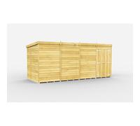 15 x 7 Feet Pent Shed - Double Door W/O Window - L214 x W454 x H201 cm Buttercup Farm Brown One Size