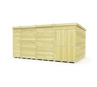 15 x 8 Feet Pent Shed - Double Door W/O Window - L231 x W454 x H201 cm Buttercup Farm Brown One Size