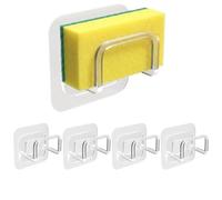 15 x Adhesive Kitchen Sponge Holder - Transparent & Invisible - Wall Organiser Without Drilling for Sponge, Lid, Brush - Ultra-Strong & Waterproof Attachment (Kitchen, Bathroom, But