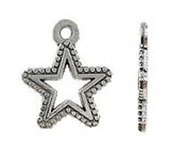 15 x Antique Silver Plated Hollow STAR Charms (18mm). Jump rings included for attachments. Universal use for Jewellery, Card Making and Scrap-booking. Check out our Fantastic wide range of CHRISTMAS CHARMS (Ref:10B71)