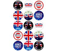15 x Armed Forces Day Party PackEdible Cupcake Toppers - Wafer Card or Icing - Army Celebration Themed Party Decorations Perfect For Brownies Cookies Muffins & More! (Edible Wafer Card)