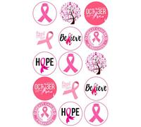 15 x Breast Cancer Awareness Mix Edible Wafer or Icing Cupcake Topper Fun Charity Party Cake Decorations Perfect For Brownies Cookies Muffins & More! (Premium Icing Sheet)