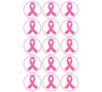 15 x Breast Cancer Ribbon Edible Wafer or Icing Cupcake Topper Fun Charity Party Cake Decorations Perfect For Brownies Cookies Muffins & More! (Edible Wafer Card)