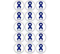 15 x Colon Cancer Edible Wafer or Icing Cupcake Toppers Party Cake Decorations Perfect For Brownies Cookies Muffins & More! (Premium Icing Sheet)
