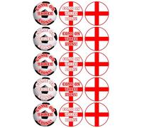 15 x Come On Three Lions England Party Mix Edible Wafer or Icing Cupcake Topper Fun Football Party Cake Decorations Perfect For Brownies Cookies Muffins & More! (Edible Wafer Card)