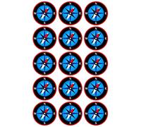 15 x Compass Edible Wafer or Icing Cupcake Toppers Fun Party Cake Decorations Perfect For Brownies Cookies Muffins & More! (Premium Icing Sheet)