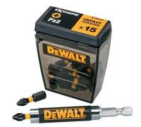 15 X Dewalt Impact Extreme Pz2 Pozi Screwdriver Bits + Magnetic Bit Holder