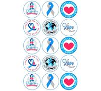 15 x Diabetes Awareness Mix Edible Wafer or Icing Cupcake Toppers Support Party Cake Decorations Perfect For Brownies Cookies Muffins & More! (Premium Icing Sheet)