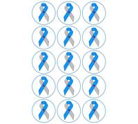 15 x Diabetes Ribbon Edible Wafer or Icing Cupcake Toppers Support Party Cake Decorations Perfect For Brownies Cookies Muffins & More! (Premium Icing Sheet)