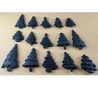 15 x Edible 3D 45mm Christmas Trees, icing toppers, cake cupcakes decorations T088 (Black)