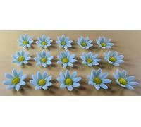 15 x Edible 3D Daisy Flowers Daisies icing toppers, cake cupcakes decorations T099 (Baby Blue)