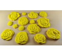 15 x Edible 3D Mixed Roses flowers Set, icing toppers, cake cupcakes decorations T077 (Yellow)