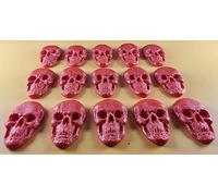 15 x Edible 3D Skulls, Skull icing toppers, cake cupcakes decorations T040 (Red Shimmer)