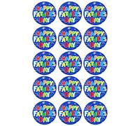 15 x Father's Day Blue Edible Wafer or Icing Cupcake Topper Fun Dad Party Cake Decorations Perfect For Brownies Cookies Muffins & More!… (Edible Wafer Card)