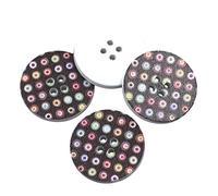 15 x Giant Round 30mm Wood Buttons with Multicolour Circles on a Dark Background. for Costumes, Sewing, Knitting, Card Making, Art - b68