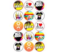 15 x Ibiza Party Mix Edible Wafer or Icing Cupcake Toppers Nightclub Themed Party Cake Decorations Perfect For Brownies Cookies Muffins & More! (Premium Icing Sheet)