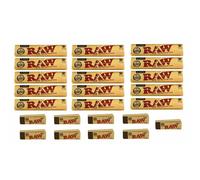 (15 x King Size Slim + 9 x Roach Tips) RAW CLASSIC KING SIZE SLIM 110MM ROLLING PAPER with RAW ROACH FILTER TIPS
