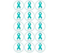 15 x Ovarian Cancer Ribbon Edible Wafer or Icing Cupcake Toppers Party Celebration Cake Decorations Perfect For Brownies Cookies Muffins & More! (Edible Wafer Card)