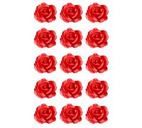15 x Red Rose Edible Wafer or Icing Cupcake Toppers Fun Flower Themed Party Cake Decorations Perfect For Brownies Cookies Muffins & More! (Edible Wafer Card)