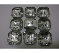 15 x Square Shape 22mm Crystal Rhinestone Faux 2 Hole Buttons - Sewing, Clothes Bling, Knitting