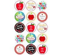 15 x Thank You Teacher Mix Edible Wafer or Icing Cupcake Topper Fun School Party Cake Decorations Perfect For Brownies Cookies Muffins & More! (Edible Wafer Card)