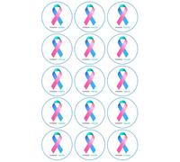 15 x Thyroid Cancer Ribbon - Edible Wafer or Icing Cupcake Toppers Party Cake Decorations Perfect For Brownies Cookies Muffins & More! (Edible Wafer Card)