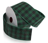 15 Yard St. Patrick's Day Wired Edge Ribbons Buffalo Plaid Burlap Ribbon for Gift Wrapping Crafts Tree Decoration (,)