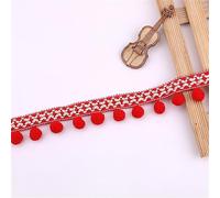 15 Yards 2.8 cm Colourful Pom Poms Tassel Trim Pompom Trim Pompom Ribbon Fringe Ribbon Pom Pom Fringe Pom Pom Ribbon Bobble Fringe Lace Ribbon Tassel Trim Ribbon for Sewing (Red)