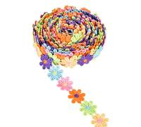 15 Yards Colorful Daisy Lace Trim Ribbon, Daisy Embroidered Trim, Flower Decorating Lace Trims, Embroidery Lace Trim, Flower Lace Trim, for Sewing and Craft Projects