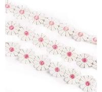 15 Yards White and Pink Flower DIY Lace Applique Sewing Craft Lace Edge Trim Ribbon Edging Trimmings Fabric Embroidery Polyester for Wedding Dresses Embellishment DIY Party Decor Clothes