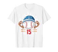15 Year Old Baseball 15th Birthday This Baller is Now 15 Value Graphic T-Shirt, Men, White, L
