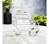 15 Years 15th Wedding Anniversary White Flower Heart Plaque Keepsake Gift - Small Gifts For Him For Her, Present, Acrylic Plaque, Unqiue Gift, Ornament, Décor, Plaque, trinket, Keepsake Gift