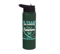 15 Years and Counting Im A Survivor Ovarian Cancer Awareness Stainless Steel Insulated Water Bottle