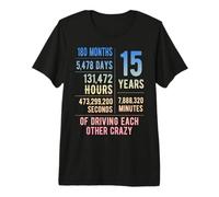 15 Years Married Funny 15th Wedding Anniversary Premium T-Shirt