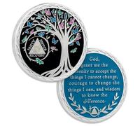 15 Years Sobriety Coin Butterfly Tree of Life AA Chips and Medallions Sobriety Recovery Chip Sober Token Sobriety Gifts for Men Women Celebrating Alcoholics Anonymous Recovery