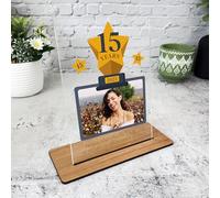15 Years Work Service 15th Anniversary Photo Trophy Star Gift Employee Plaque - Acrylic Plaque, Personalised Thank You Present Gift Congratulations Present Gift