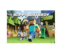 (150*100cm) Backdrop Birthday Party Minecraft Background Cloth Theme Decoration Banner