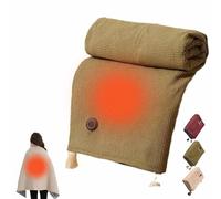 150 * 80cm 3 Gears Portable Heated Shawl, USB Heated Wearable Blanket for Women, Girls & Family (Green)