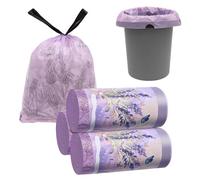 150 Bin Liner Trash Bags with Drawstring Handle Flat Top Tear Resistant Lavender Bin Bags for Everyday Use Home Office Kitchen Bathroom Licing Room 45x50cm 3 Roll