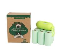 150 Biodegradable Pet Poop Bags with Dispenser - 10 Rolls (15 Bags Each), Eco-Friendly Corn Starch + PLA + PBAT, Green, 23×33cm, Recycled Paper Cores, Portable & Environmentally Safe