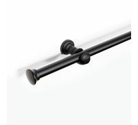 (150 cm, Black Traditional Stopper) Lister Cartwright 28 mm Eyelet Wooden Curtain Pole Set Fixed Length Poles Classic & Durable Design with Finials